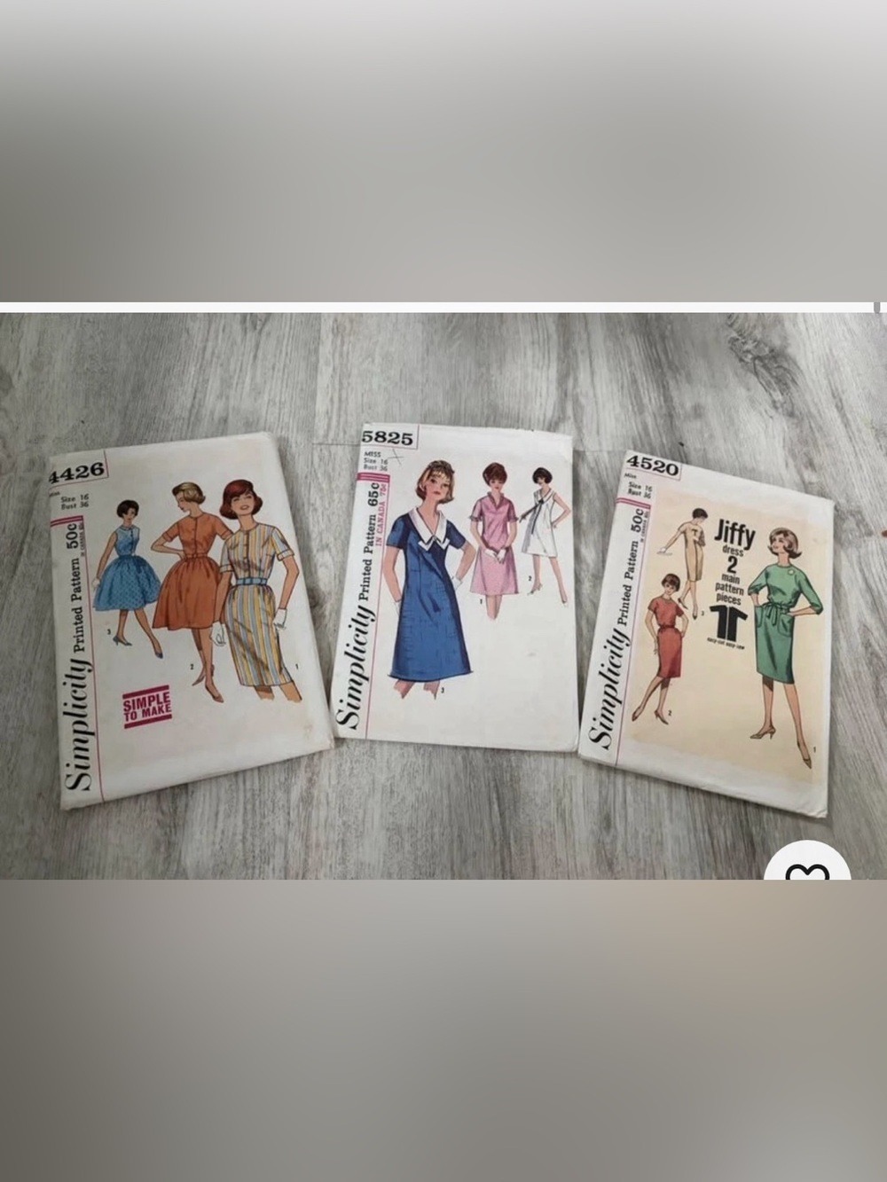 Uncut Vintage 1960s Simplicity  sewing patterns 4520, 4426, 5825 Sz 16  Bust 36